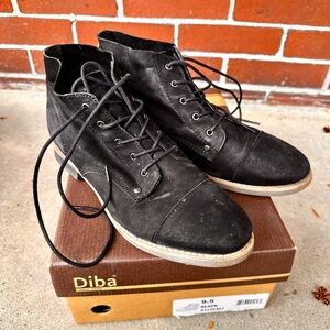 Diba Womens Black Suede Lace Up Ankle Boot